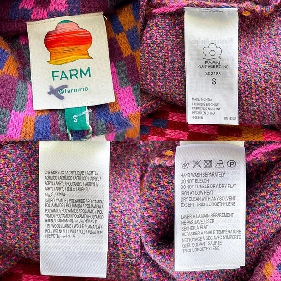 Farm Rio Tapestry Scarf Sweater Maxi Dress Knit Pink Multi Small NWT - Picture 7 of 14